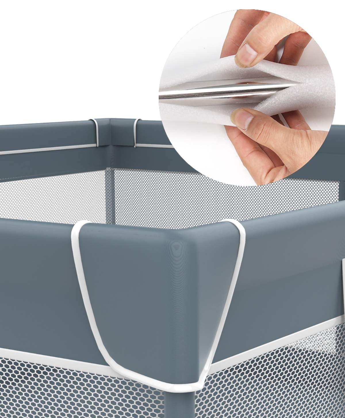 Ophobay Baby Playpen, Playpens for Babies, Extra Large Playyard for Toddler, Portable Kids Activity Center，Sturdy Safety Large Playard with Anti-Slip Suckers and Super Soft Breathable Mesh Dark Grey - Image 7